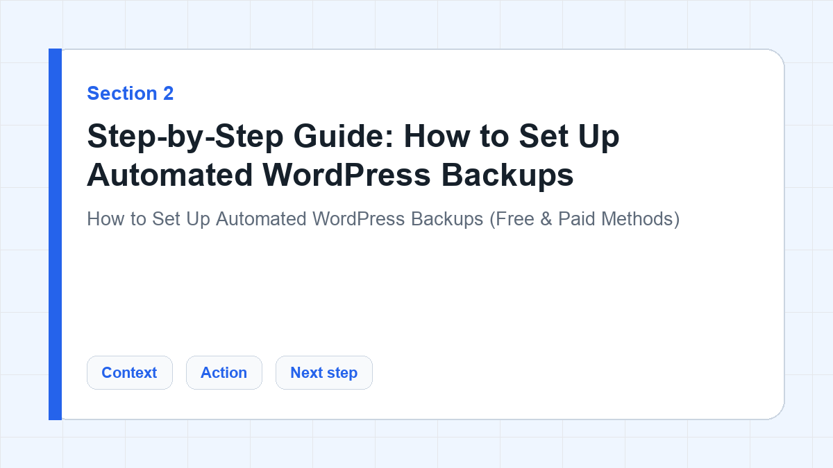 Step-by-Step Guide: How to Set Up Automated WordPress Backups section illustration for How to Set Up Automated WordPress Backups (Free & Paid Methods)