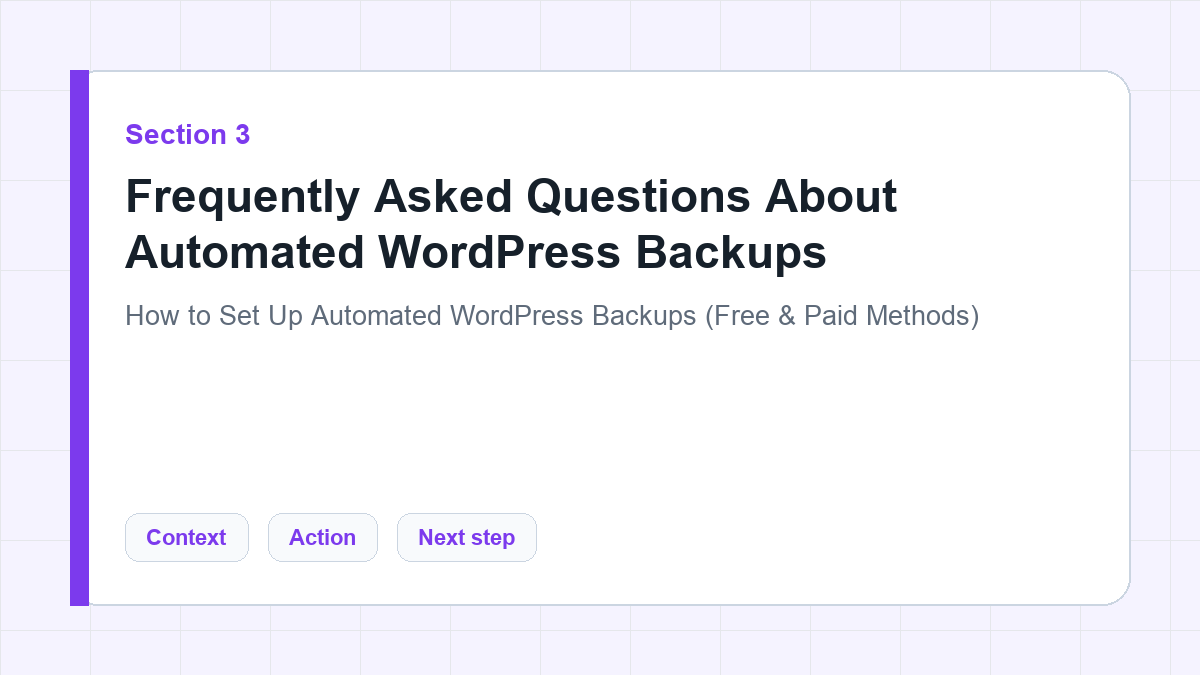 Frequently Asked Questions About Automated WordPress Backups section illustration for How to Set Up Automated WordPress Backups (Free & Paid Methods)