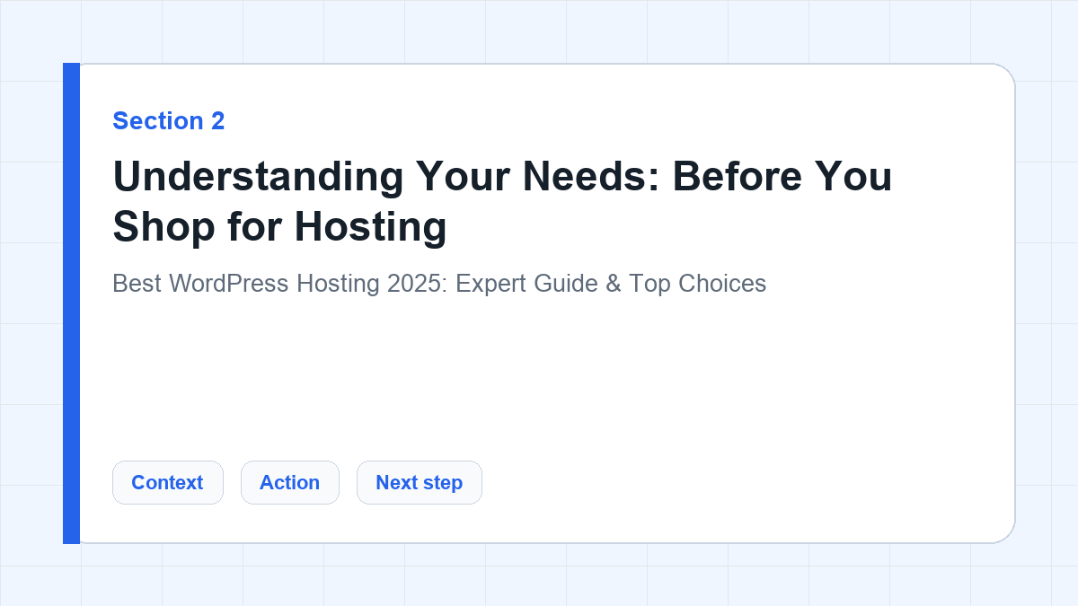 Understanding Your Needs: Before You Shop for Hosting section illustration for Best WordPress Hosting 2025: Expert Guide & Top Choices