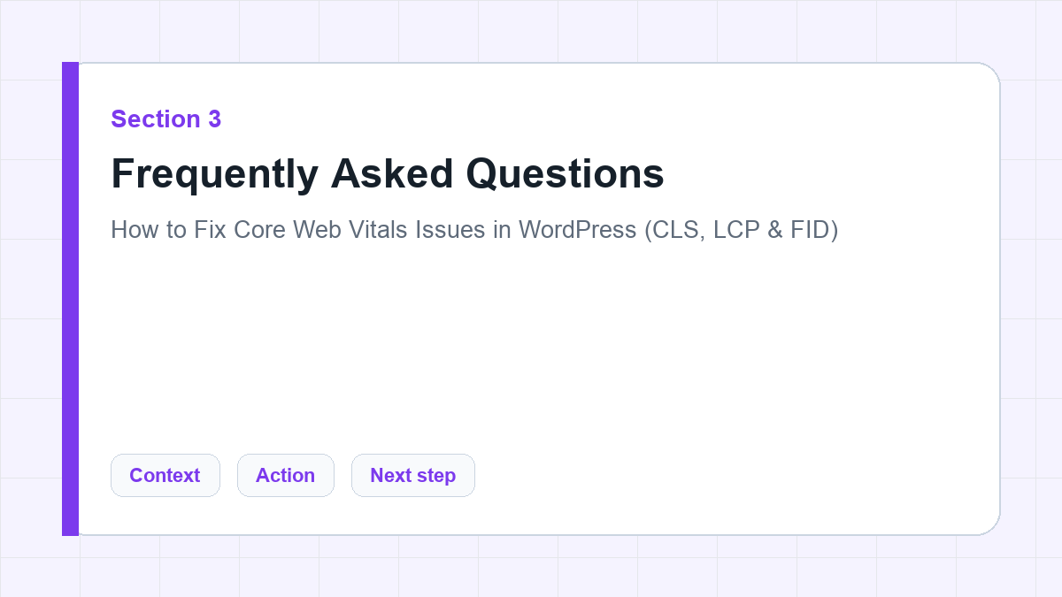 Frequently Asked Questions section illustration for How to Fix Core Web Vitals Issues in WordPress (CLS, LCP & FID)