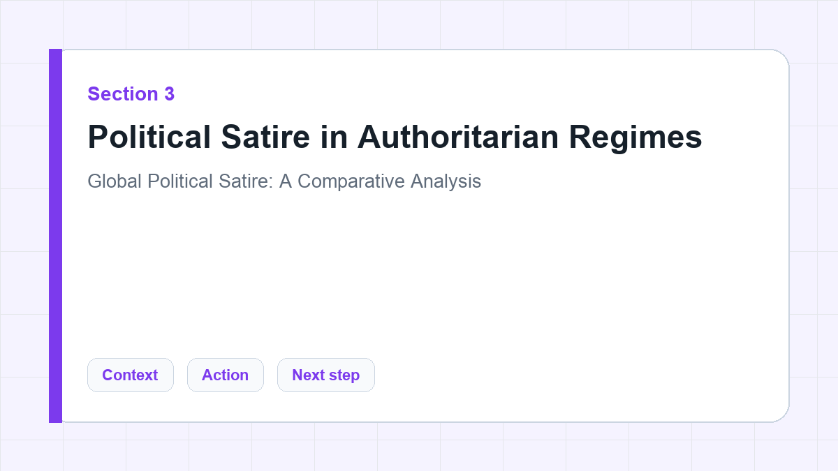 Political Satire in Authoritarian Regimes section illustration for Global Political Satire: A Comparative Analysis