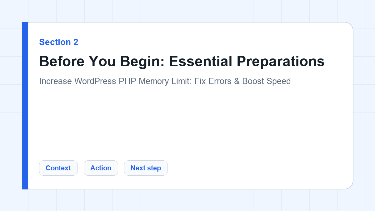 Before You Begin: Essential Preparations section illustration for Increase WordPress PHP Memory Limit: Fix Errors & Boost Speed