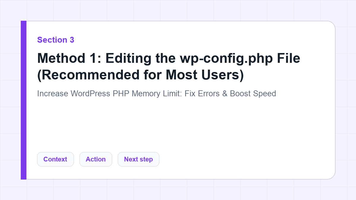 Method 1: Editing the wp-config.php File (Recommended for Most Users) section illustration for Increase WordPress PHP Memory Limit: Fix Errors & Boost Speed