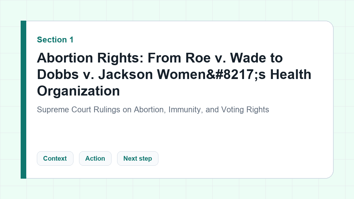 Abortion Rights: From Roe v. Wade to Dobbs v. Jackson Women’s Health Organization section illustration for Supreme Court Rulings on Abortion, Immunity, and Voting Rights