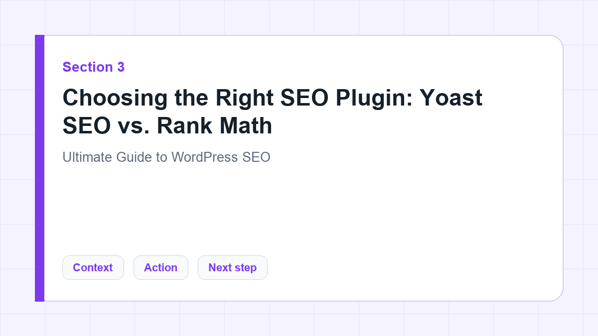 Choosing the Right SEO Plugin: Yoast SEO vs. Rank Math section illustration for Ultimate Guide to WordPress SEO