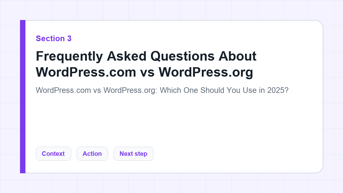 Frequently Asked Questions About WordPress.com vs WordPress.org section illustration for WordPress.com vs WordPress.org: Which One Should You Use in 2025?