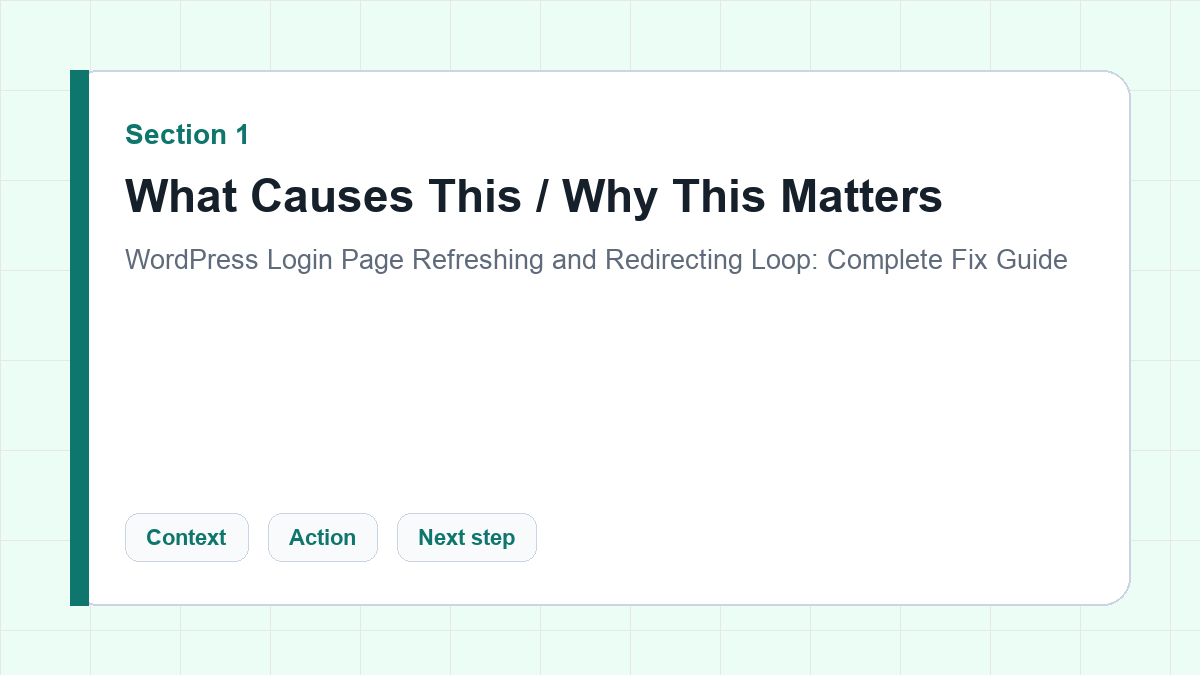 What Causes This / Why This Matters section illustration for WordPress Login Page Refreshing and Redirecting Loop: Complete Fix Guide