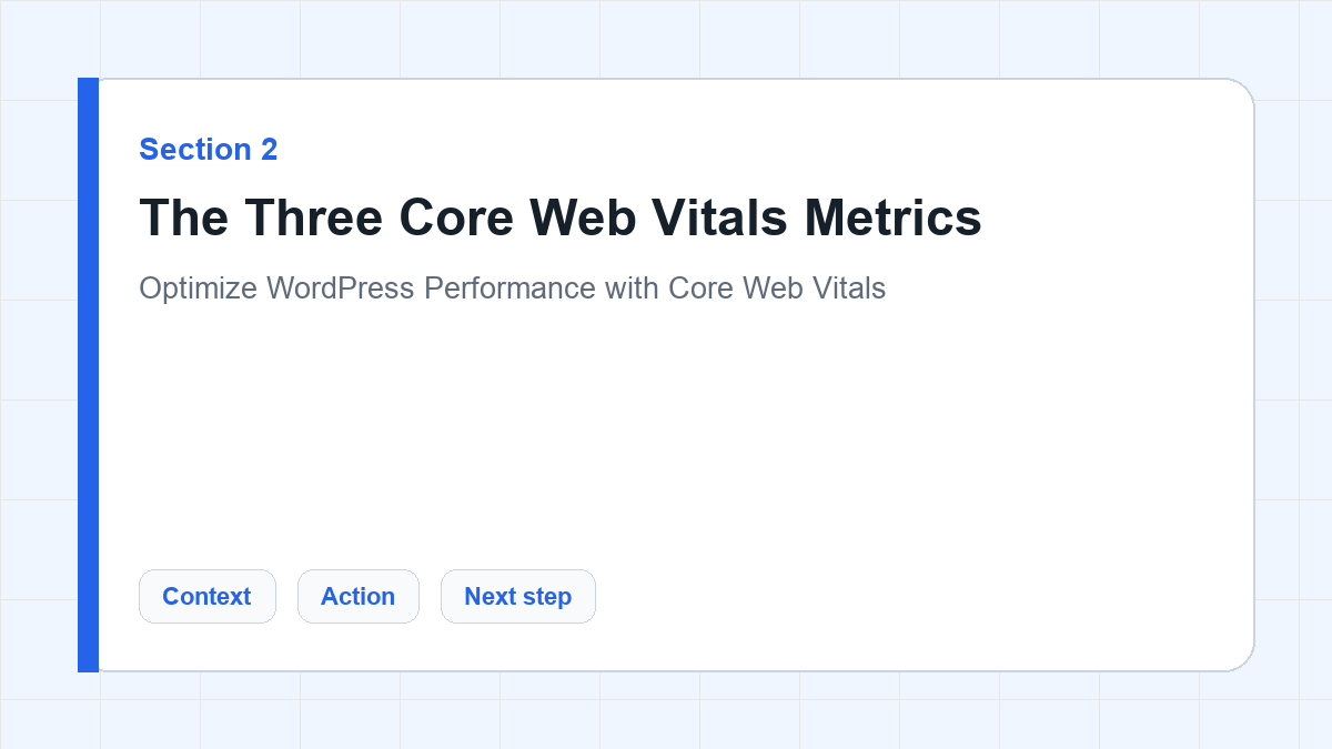 The Three Core Web Vitals Metrics section illustration for Optimize WordPress Performance with Core Web Vitals