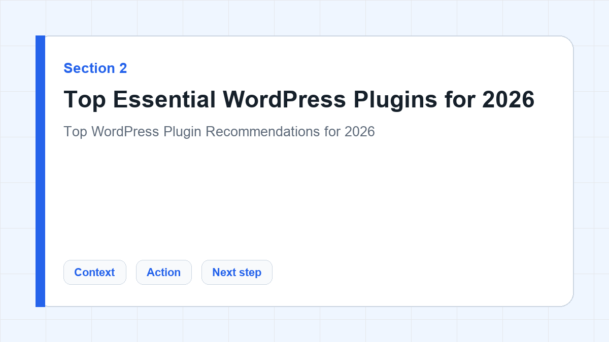 Top Essential WordPress Plugins for 2026 section illustration for Top WordPress Plugin Recommendations for 2026