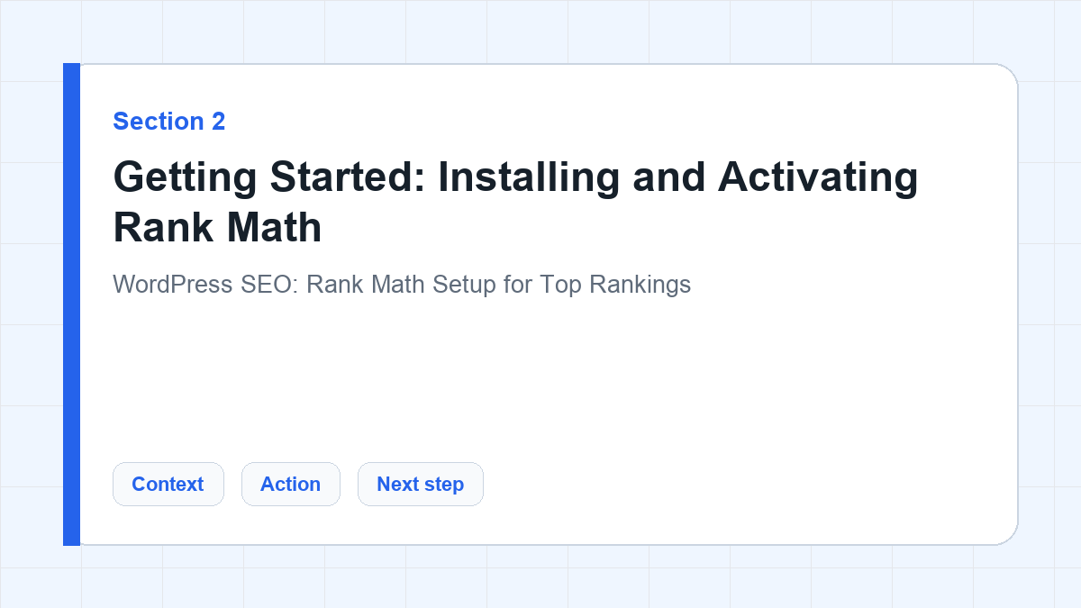 Getting Started: Installing and Activating Rank Math section illustration for WordPress SEO: Rank Math Setup for Top Rankings